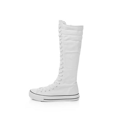 Funki Findz | Boots | Women's Long Lace Up Zipper Canvas Boot