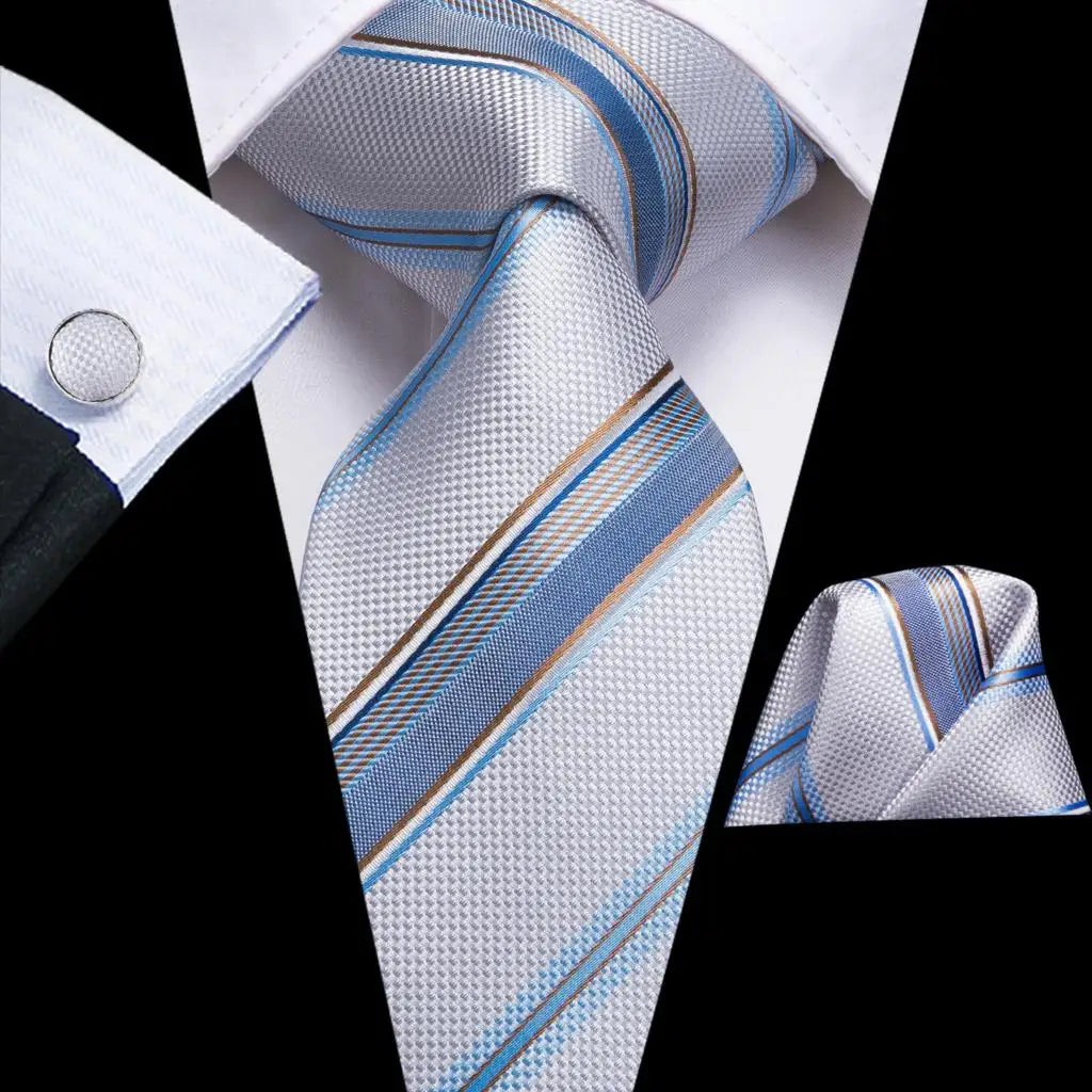 Funki Findz | Neckties | Men's 3pcs White Silk Wedding Tie Sets