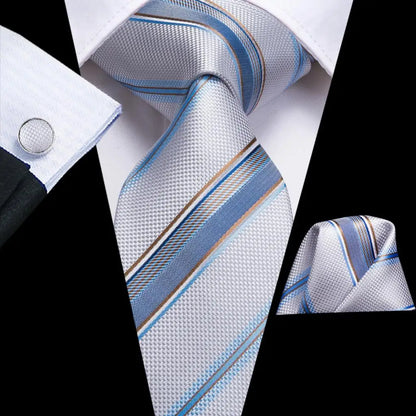 Funki Findz | Neckties | Men's 3pcs White Silk Wedding Tie Sets
