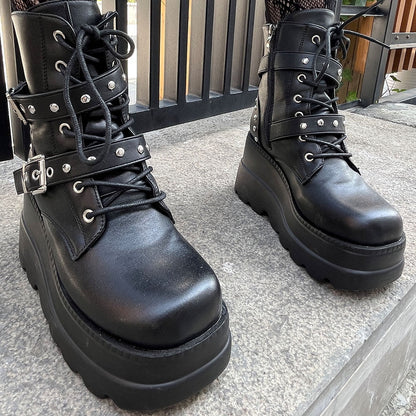 Funki Findz | Boots | Women's Punk Platform Ankle Wedge Boots