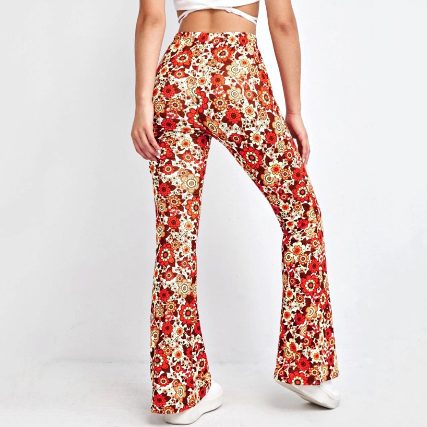Funki Findz | Pants | Women's Funky Floral Boho Flared Trousers