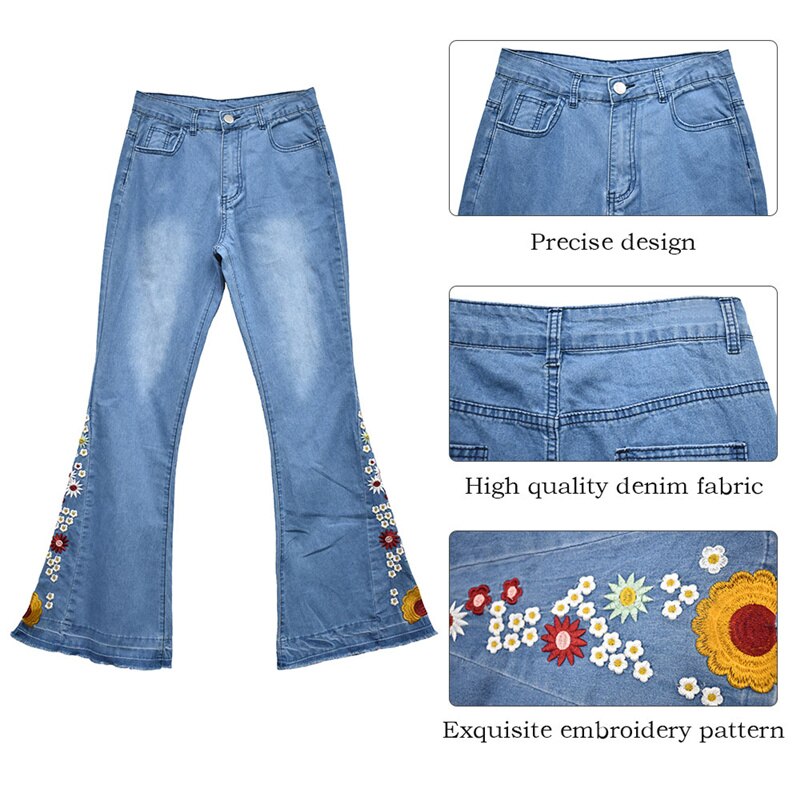 Funki Findz | Pants | Women's Boho Hippy Embroidered Jeans