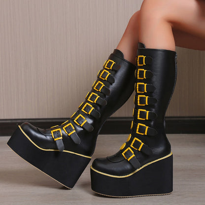 Funki Findz | Boots | Women's Black Yellow Smiley Face Boots