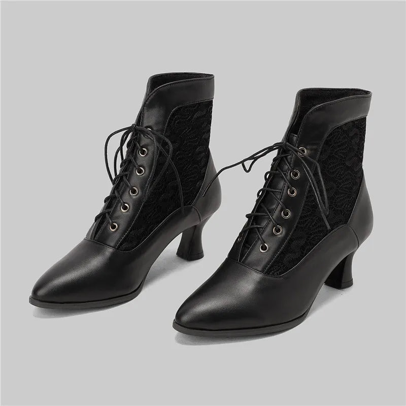 Funki Findz | Boots | Women's Kitten Heel Victorian Granny Boot