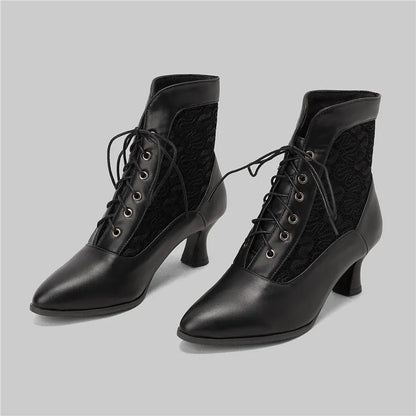 Funki Findz | Boots | Women's Kitten Heel Victorian Granny Boot