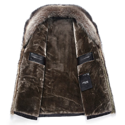 Funki Findz | Jackets | Men's Real Leather Warm Fur Collar Coat