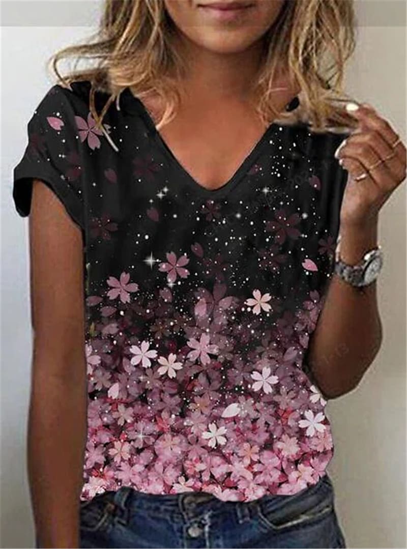 Funki Findz | Shirts | Women's Floral Print V-Neck Tunic Top | 6XL