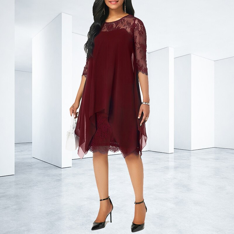 Funki Findz | Dresses | Women's Semi Sheer Midi Evening Dress