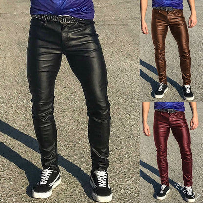Funki Findz | Pants | Men's Punk Casual Faux Leather Pants