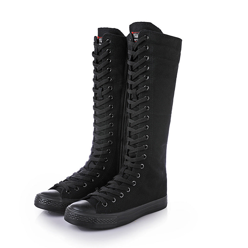 Funki Findz | Boots | Women's Lace Up Canvas Knee High Boots