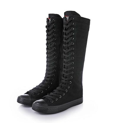 Funki Findz | Boots | Women's Lace Up Canvas Knee High Boots