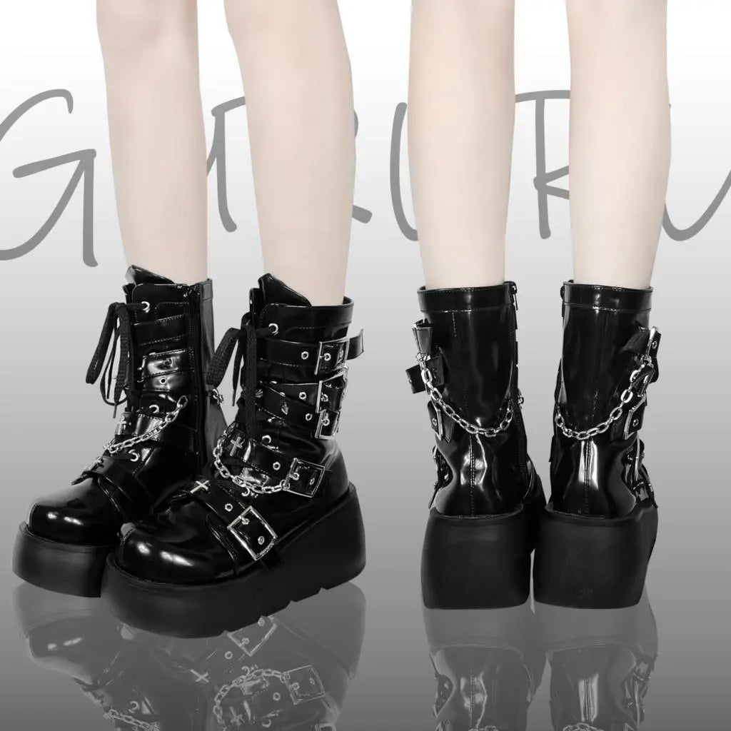 Funki Findz | Boots | Women's Gothic Platform Wedge Boots