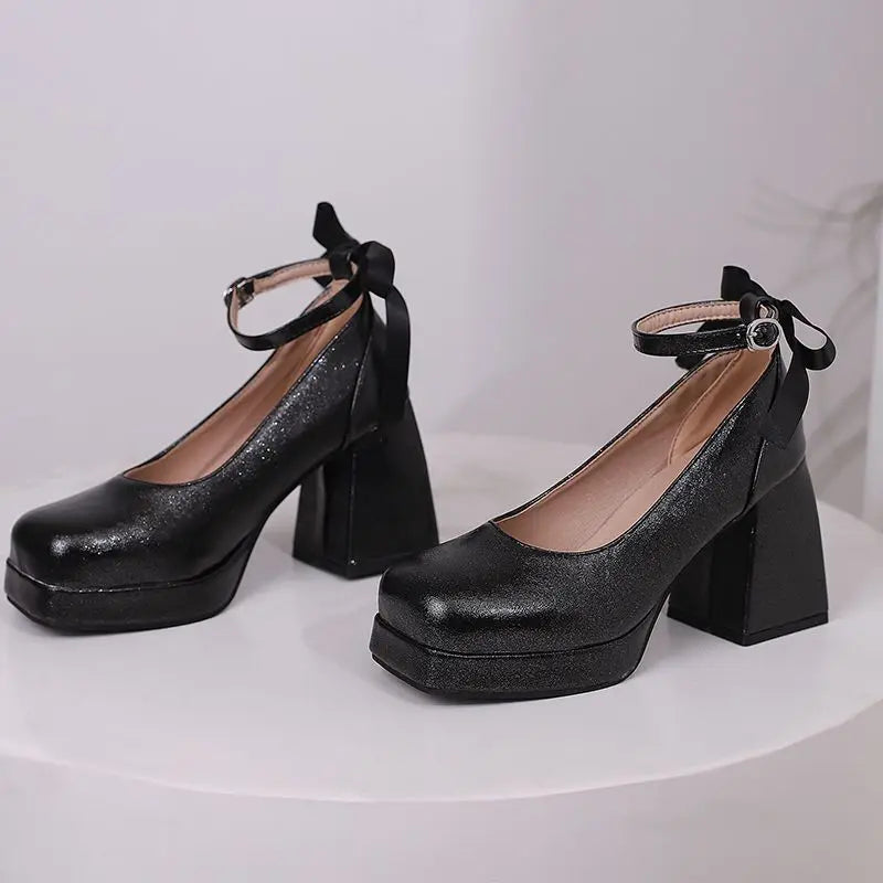 Funki Findz | Shoes | Women's Square Toe Block Heel Platforms