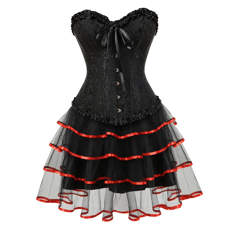 Funki Findz | Dresses | Women's Victorian Corset Dress 2Pcs Set