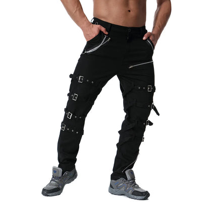 Funki Findz | Pants | Men's Gothic Punk Buckle Strap Zip Pants