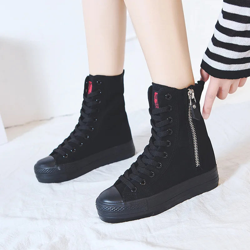 Funki Findz | Boots | Women's High-top Side Zip Canvas Sneaker