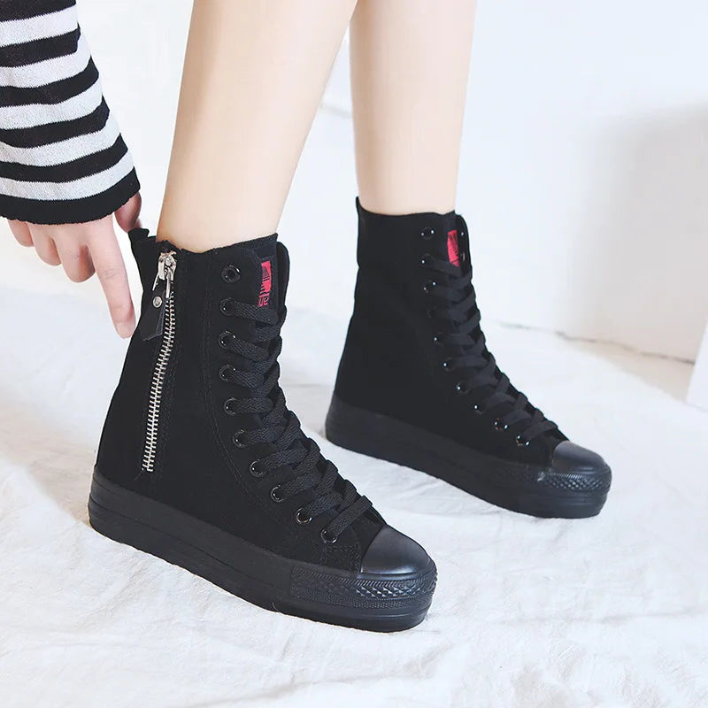 Funki Findz | Boots | Women's High-top Side Zip Canvas Sneaker