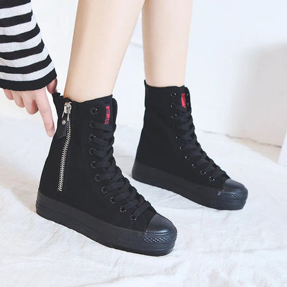 Funki Findz | Boots | Women's High-top Side Zip Canvas Sneaker