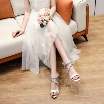 Funki Findz | Shoes | Women's Crystal Silk Wedding Sandals