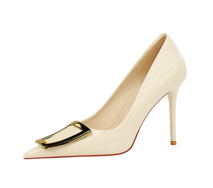 Funki Findz | Shoes | Women's Metal Buckle Pointed Toe Pumps