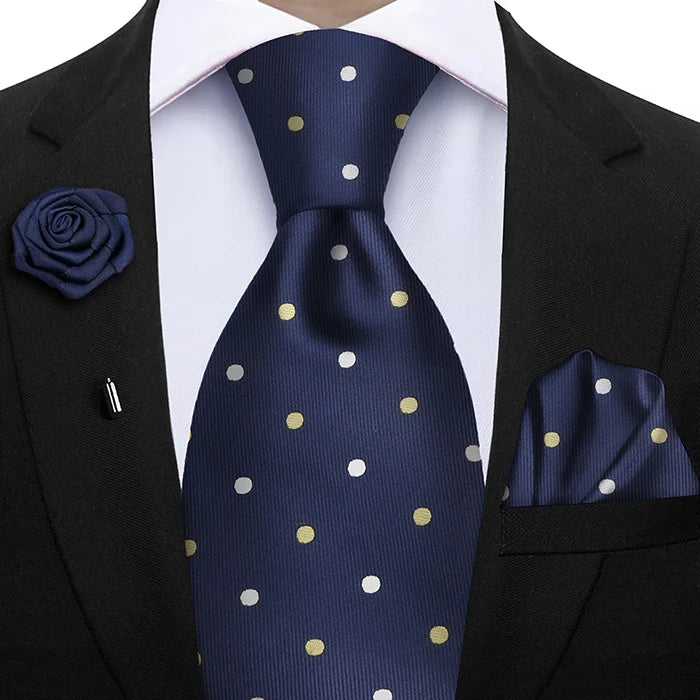 Funki Findz | Neckties | Mens 3Pcs Tie Set | Tie Hanky Corsage