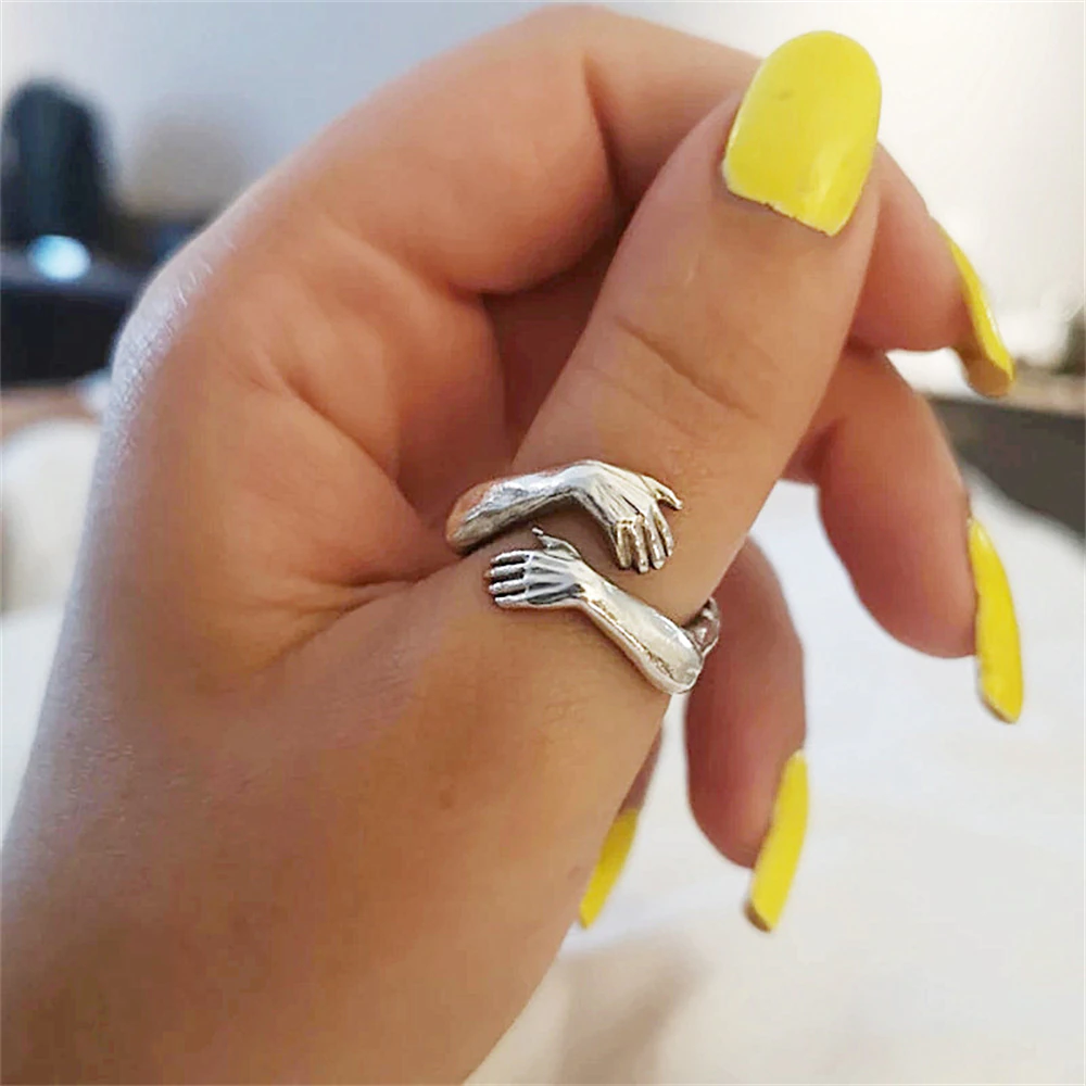 Funki Findz | Rings | Unisex Adjustable Holding Hands Hug Ring