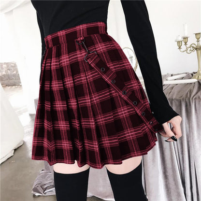 Funki Findz | Skirts | Women's Gothic Suspender Mini Skirt | Plaid