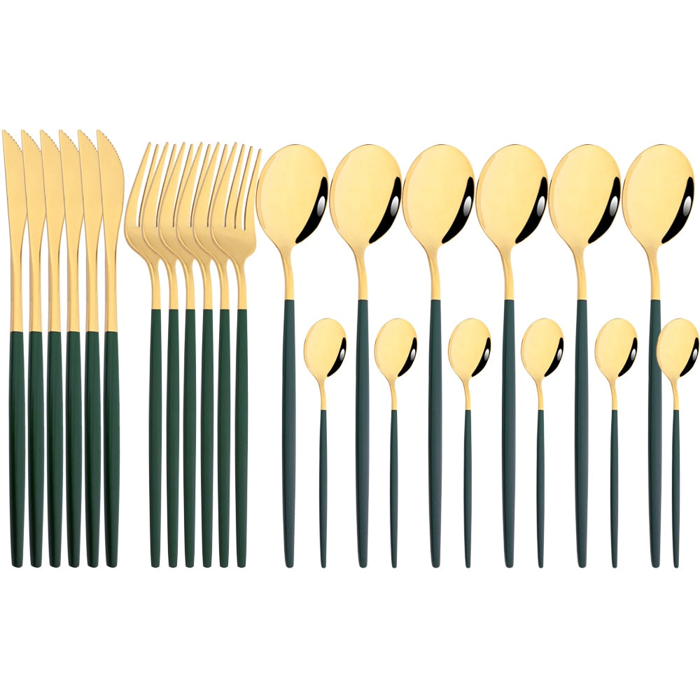 Funki Findz | Cutlery Sets | Gold Stainless Steel Mirror Polish 24 Set