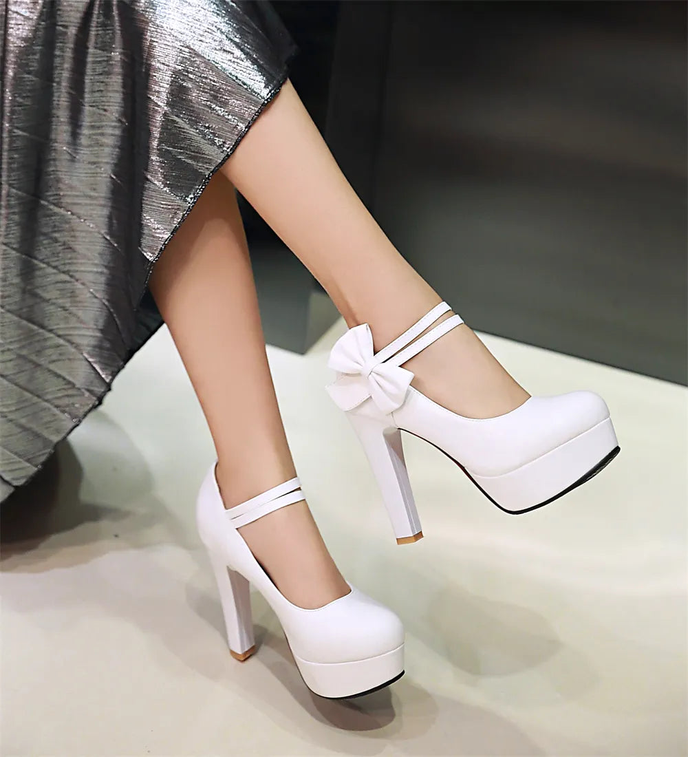 Funki Findz | Shoes | Women's Cute Ankle Bow Wedding Heels