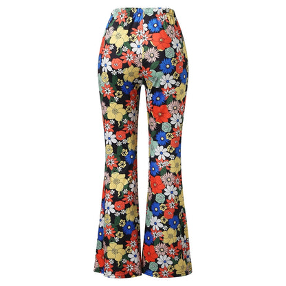 Funki Findz | Pants | Women's Funky Floral Boho Flared Trousers