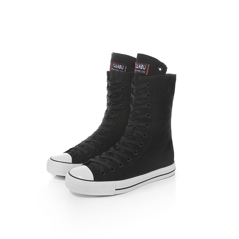 Funki Findz | Boots | Women's Calf-High Flat Canvas Sneakers
