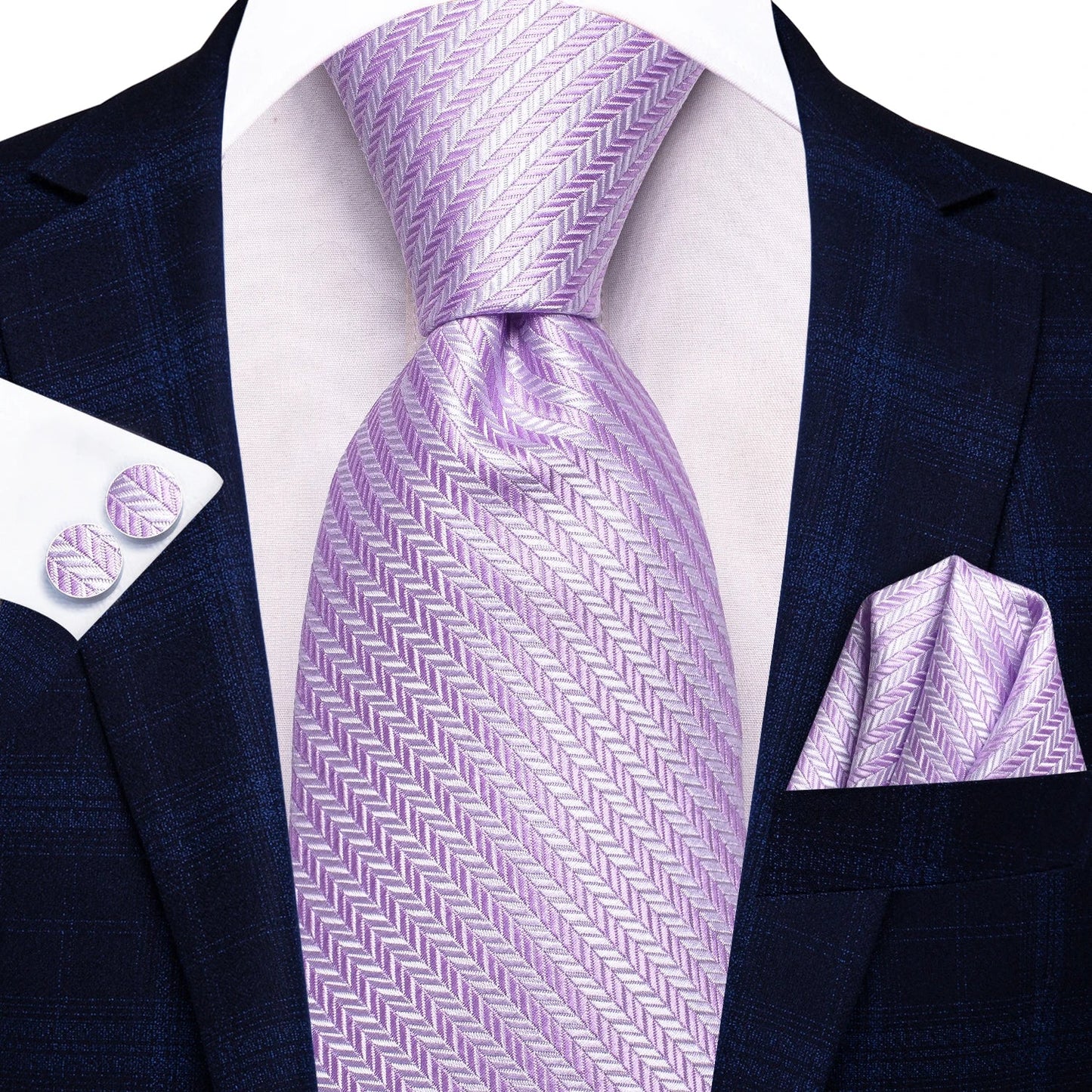 Funki Findz | Neckties | Men's Purple Silk Wedding 3Pcs Tie Set
