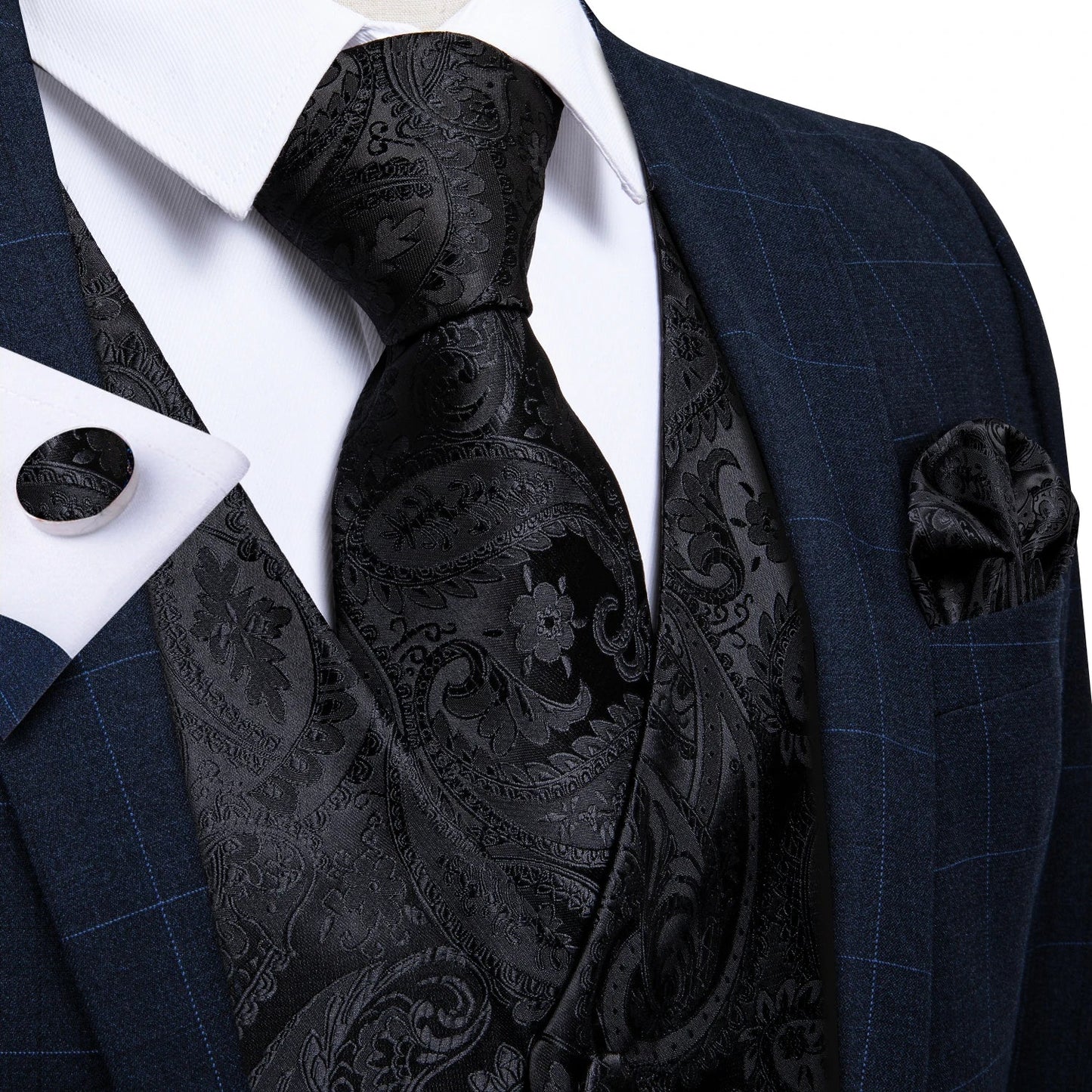 Funki Findz | Vests | Men's Formal 5 Pcs Silk Waistcoat Tie Sets