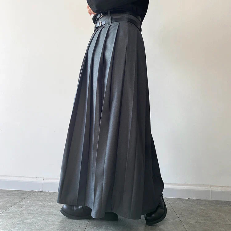 Funki Findz | Skirts | Men's Japanese High Waist Long Pleat Skirt
