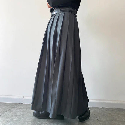 Funki Findz | Skirts | Men's Japanese High Waist Long Pleat Skirt