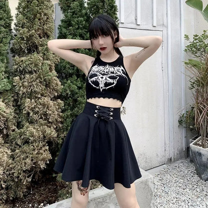 Funki Findz | Skirts | Women's Punk Lace Up Pleated Mini Skirts
