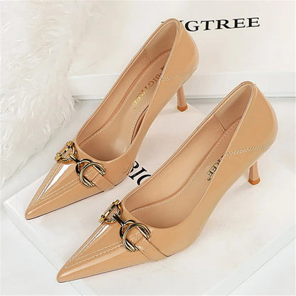Funki Findz | Shoes | Women's Patent Leather Buckle Toe Pumps