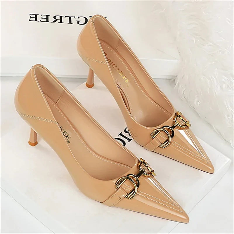 Funki Findz | Shoes | Women's Patent Leather Buckle Toe Pumps