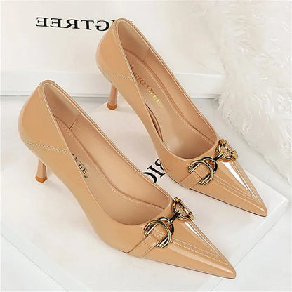 Funki Findz | Shoes | Women's Patent Leather Buckle Toe Pumps