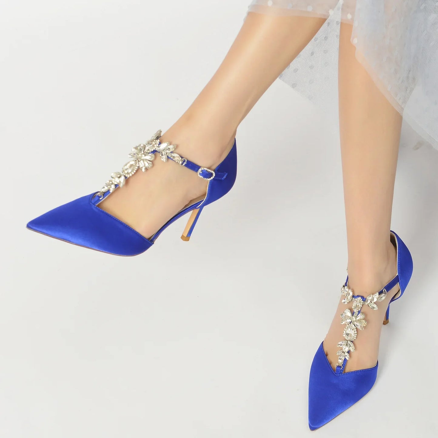 Funki Findz | Shoes | Women's Silk Crystal T-Bar Wedding Shoes