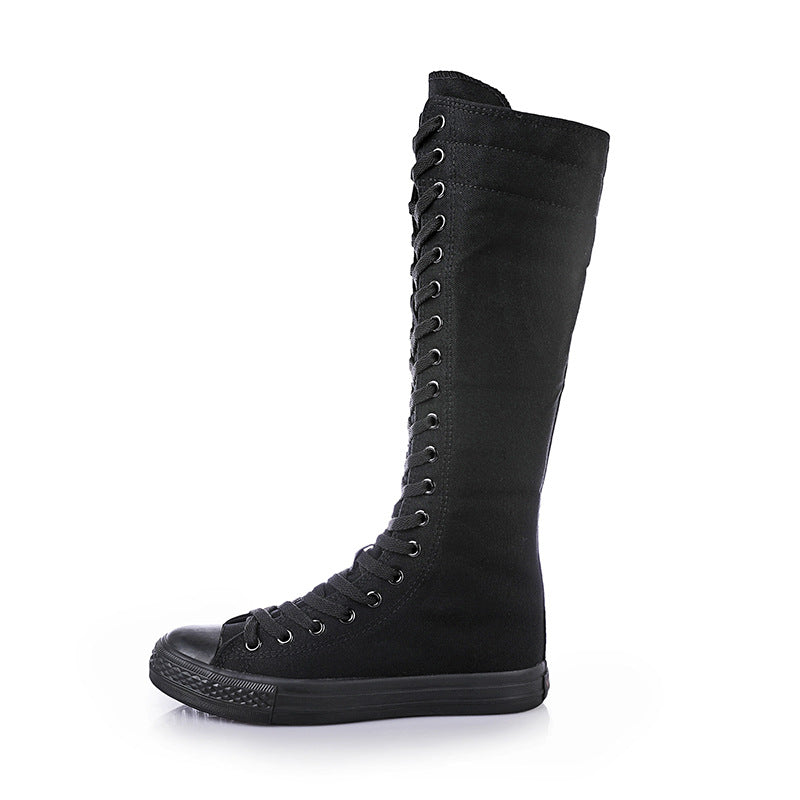 Funki Findz | Boots | Women's Lace Up Canvas Knee High Boots