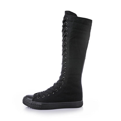 Funki Findz | Boots | Women's Lace Up Canvas Knee High Boots
