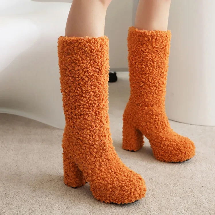 Funki Findz | Boots | Women's Fuzzy Faux Wool Platform Boots