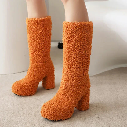 Funki Findz | Boots | Women's Fuzzy Faux Wool Platform Boots