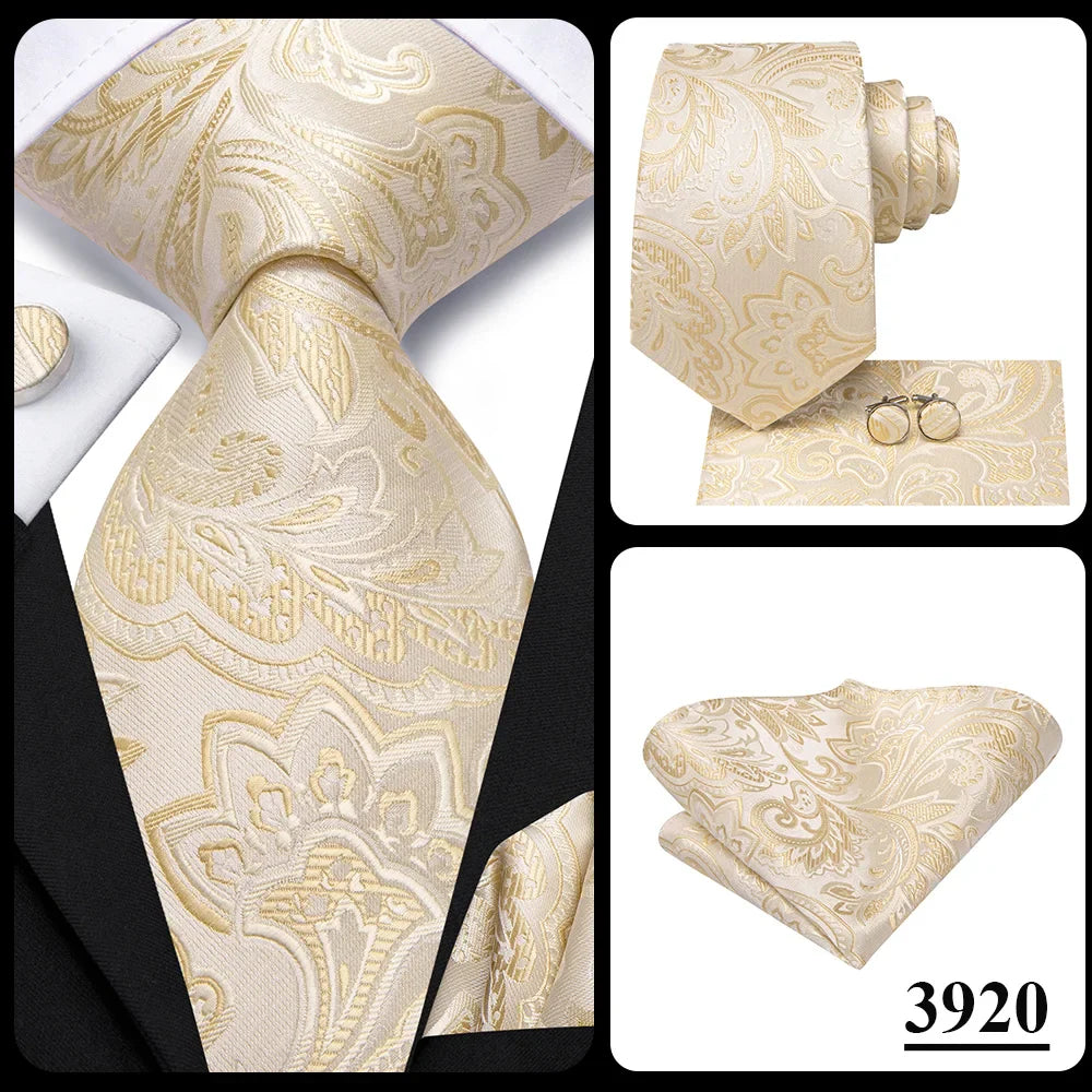 Funki Findz | Neckties | Men's Champagne Gold Silk Tie 3Pcs Set
