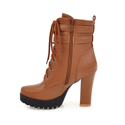 Funki Findz | Boots | Women's Block Heel Buckle Strap Ankle Boots