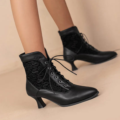 Funki Findz | Boots | Women's Kitten Heel Victorian Granny Boot