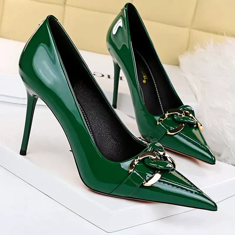 Funki Findz | Shoes | Women's Patent Metal Buckle Luxury Heels