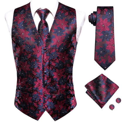 Funki Findz | Vests | Men's Formal 4 Pcs Silk Slim Waistcoat Sets