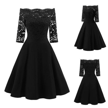 Funki Findz | Dresses | Women's Elegant Lace Chiffon Midi Dress